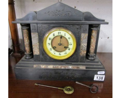 Victorian slate mantle clock