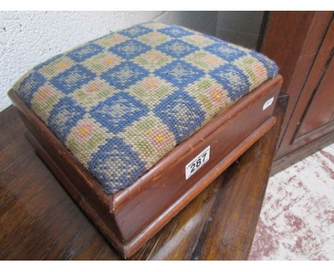 Victorian mahogany tapestry foot stool