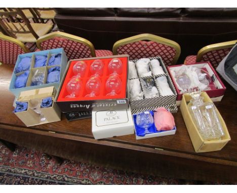 Large collection of boxed glasses and decanter