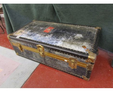 Large brass bound cabin trunk