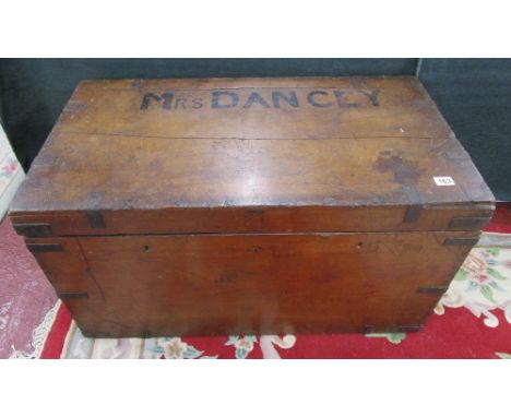 Large metal banded and oak zinc lined fur storage trunk