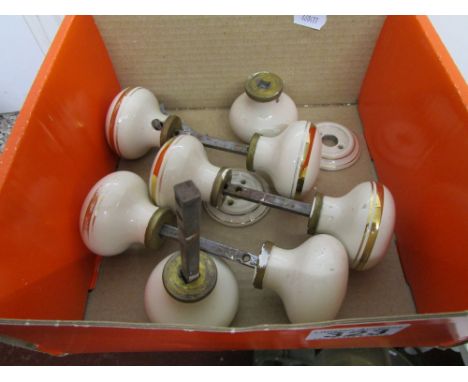 4 pairs of Victorian ceramic door knobs