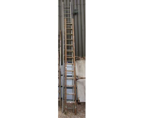 Aluminium ladder & extending wooden plum picking ladder