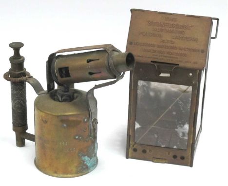 The 'Stonebridge' automatic folding lantern Pat'd Nov 20 1906, New York City, together with a vintage 'Three Crowns original 