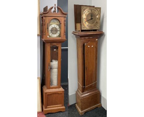 XX Century Musical Dial Grandfather Clock, with a glazed door, together with one other brass dial grandfather clock (no hood)