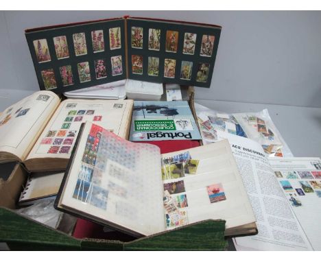 Stamps; A box containing an accumulation of World Stamps in albums, stockbooks and some loose. Also includes Will's botanical