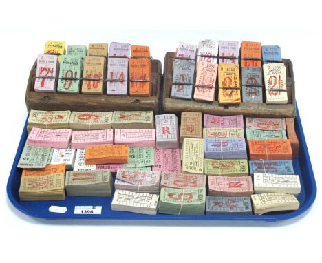 Vintage Bus Tickets, large quantity proprietor Booth &amp; Fisher, printed by Williamson of Ashton, in two original wooden st