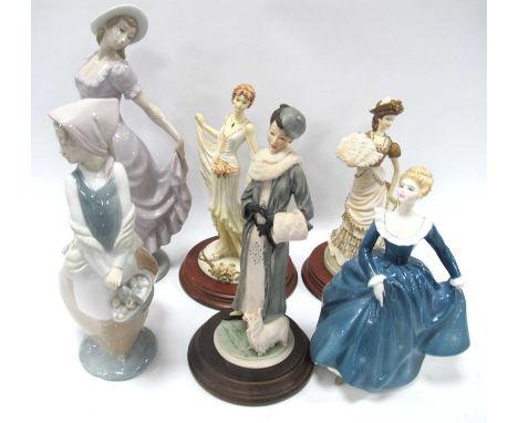 Leonardo 'The Promenade' Plus 'Celebration' Figurine, Vittorio Tessaro, Royal Doulton plus two Nao samples.