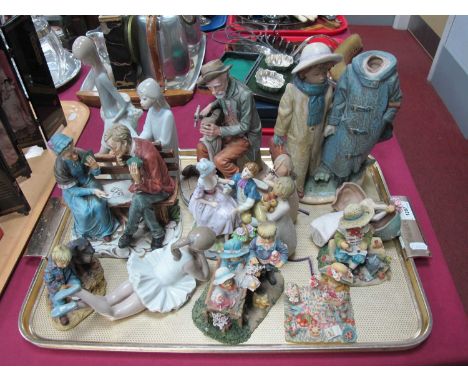 Nao Ballerina, Leonardo, Italian, Lladro (Damaged) plus other figures:- One Tray.