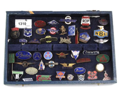 Vintage Motoring Enamelled Lapel Badges, Royal Enfield, Commer Chevrolet '6', ROP Spirit, Morris, Riley, Bristol, NBC, Ford, 