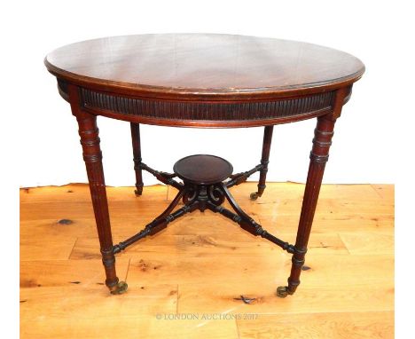 A fine, mahogany, circular, Queen Anne-style, centre table with under-section having a second smaller, circular shelf, with t