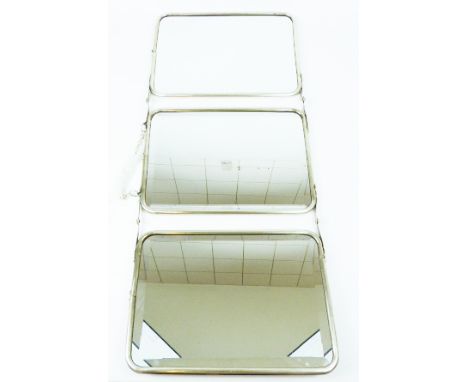 An Art Deco style triptych mirror with a chromed metal frame, 30 x 66cm fully opened.