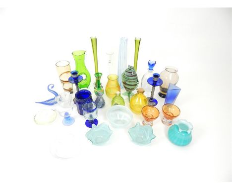 A large collection of coloured and clear, vintage glassware to include items by Murano, Caithness, Nachtmann, hand-blown stud