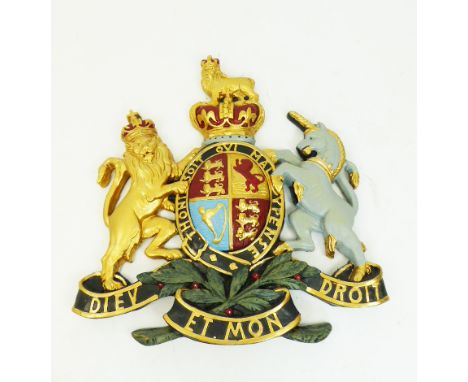 A painted model of a coat of arms, 75 x 70 x 10cm.