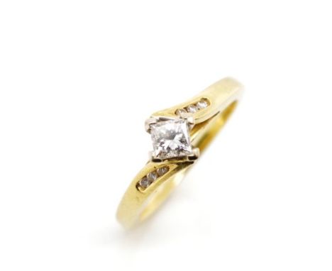 Diamond and 18ct yellow gold ring marked 750. Approx weight 3.5 grams , ring size K-L