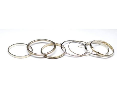 Silver bangle group mixed silver marks. Approx weight 72 grams