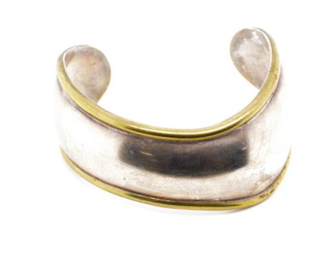 Sterling silver "bone" cuff bangle marked for Taxco Mexico 925. Approx width 62mm