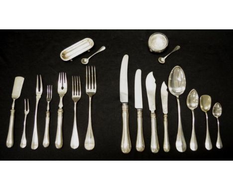 Extensive Austro-Hungarian silver  cutlery an extensive set, including: settings for 12 entree knives &amp; forks, 12 fish kn