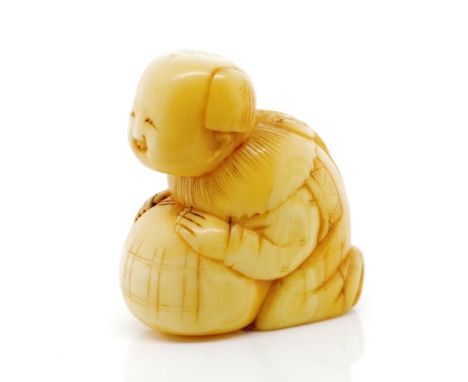 Antique Chinese Ivory child netsuke C1920, height 4cm approx, NB. This item cannot be exported.