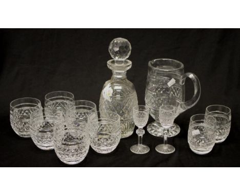 Twelve piece Waterford crystal drinks suite pattern: Castletown, including a decanter, water jug, 6 whiskey glasses, 2 water 