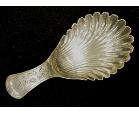 George III silver shell form caddy spoon Birmingham 1797.