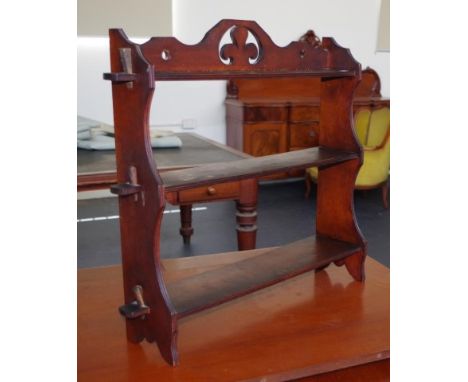 Arts &amp; Crafts 3 tier walnut spice rack 65cm wide, 15cm deep, 58cm high