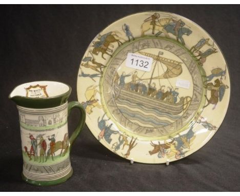 Royal Doulton series ware plate and jug pattern: Bayeux Tapestry, The battle of Hastings D2873, diameter 22cm approx (widest)