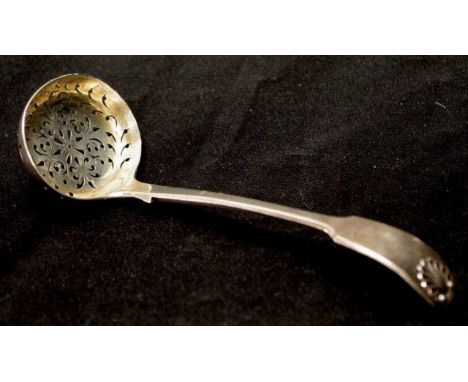 Victorian pierced sterling silver sifter ladle Kings pattern, London 1840, (weight 66 grams approx).