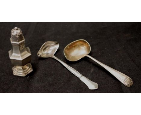 Victorian sterling silver pepperette Birmingham 1891, (weight 32grams approx); together with 2 various vintage Continental si