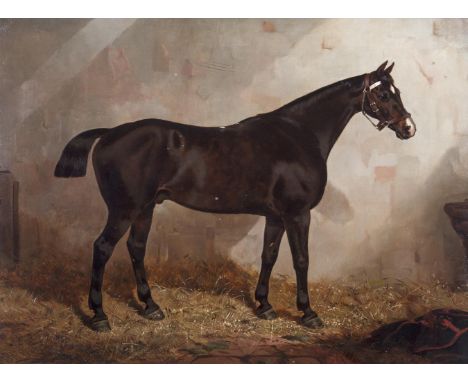 SAMUEL SPODE (19TH CENTURY)A Chesnut Hunter in a StableOil on canvas, 44 x 60cm (17¼ x 23¾'')Inscribed verso: From Collection