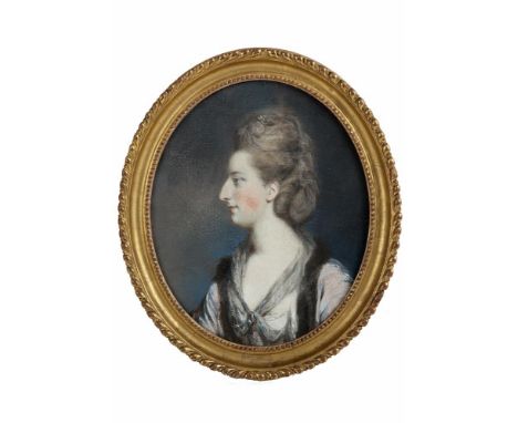 HUGH DOUGLAS HAMILTON RHA (1734-1808)Portrait of Lady Frances LeslieOval, pastel and pencil, 22.5 x 18.5cm