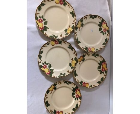 Floral and gilt decorated 19thC tea service, 2 large plates, 9 side plates, 12 saucers, 8 cups, 2 with a hairline crack and a