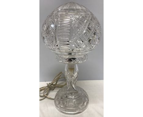 A cut glass mushroom table lamp, good condition. 