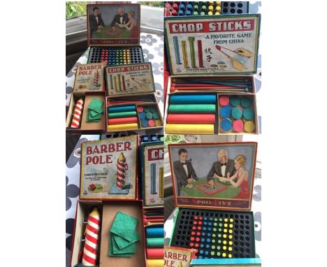 Three boxed games from the 1920/30's in good condition to include Parker Brothers chopsticks and Barber Pole and Chad Valley 