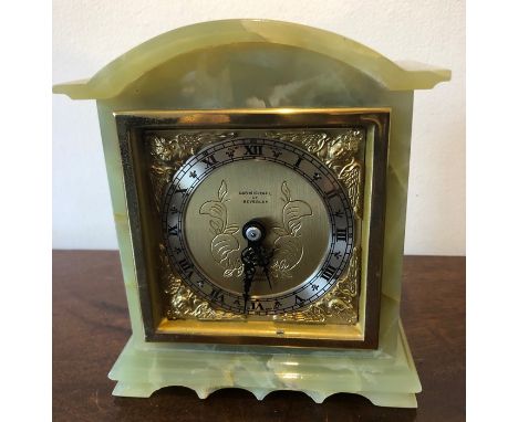 Onyx mantle clock, 8-day mechanism, bought from Carmichaels of Beverley.