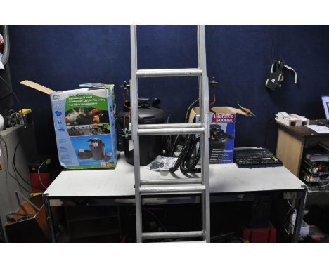 A QUANTITY OF GARDEN POND ACCESSORIES including a Pontec pressure filter set, a Cyprio Bioforce 500UVC etc (all appear to be 