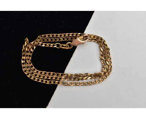A 9CT GOLD CURB LINK CHAIN, fitted with a lobster claw clasp, hallmarked 9ct London import, length 410mm, approximate gross w