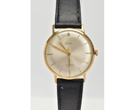 A GENTS 'ELCO' WRISTWATCH, hand wound movement, round silver dial signed 'Elco, 17 jewels Incabloc', baton markers, gold tone