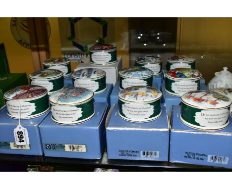A SET OF TWELVE BOXED WEDGWOOD TRINKET BOXES FROM THE TWELVE DAYS OF CHRISTMAS SERIES, diameter approximately 7.5cm (one box 