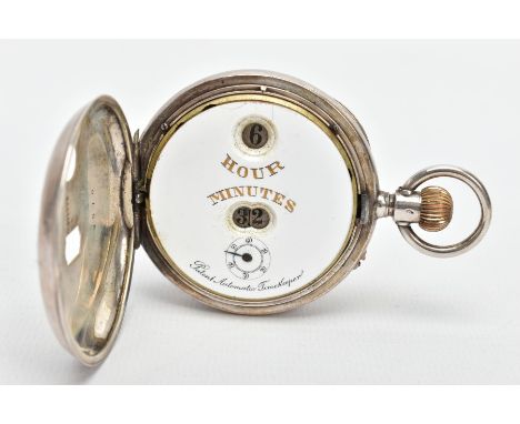 AN 'IWC' HOUR AND MINUTE POCKET WATCH, round white dial signed 'Hour Minutes, patent Automatic Timekeeper' with hour and minu