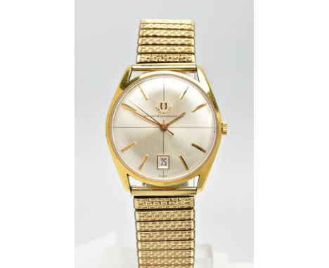 A GENTS WRISTWATCH, hand wound movement (working), round champagne dial signed 'Watches of Switzerland Ltd', baton markers, d