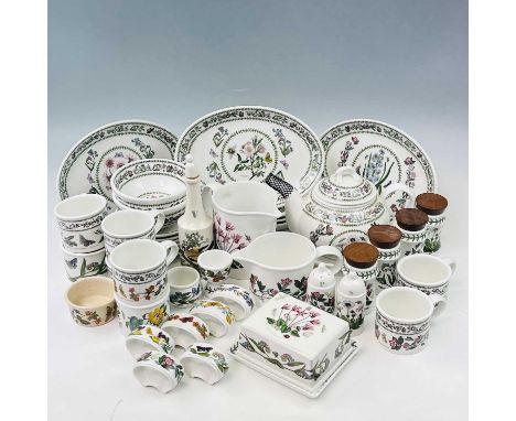 A Portmeirion pottery part tea and dinner service comprising teapot, cover and stand, sugar bowl and cover, two jugs, six cof