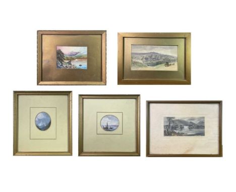 Neopolitan fishing boatsOil miniature, indistinctly signed Riviere (18)64Image size 7cm in diameter, together with another, b