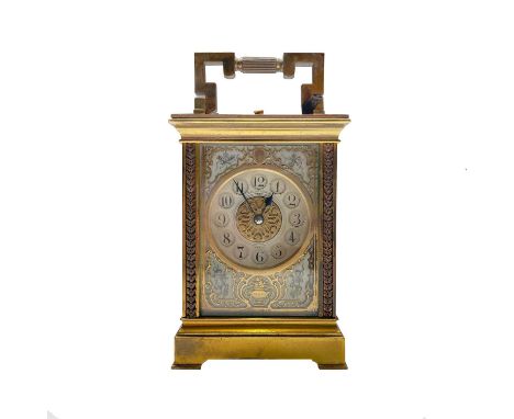 A French repeating carriage clock, by E. Maurice &amp; Co, for T. R. Russell, Paris, circa 1900, the silvered dial with Arabi