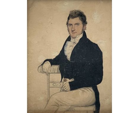 English School19th CenturywatercolourPortrait of a GentlemanSigned to verso M Ellingstone?21cm x 16.5cm 
