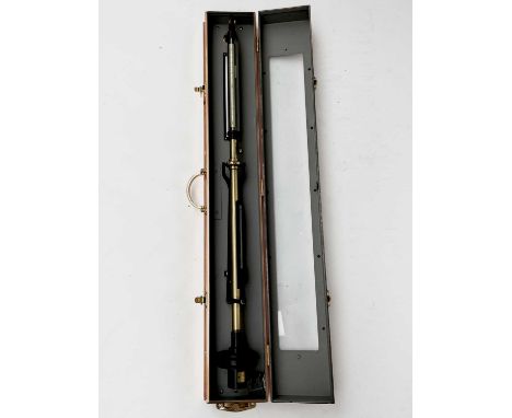 A maritime ship's fixed cistern barometer by W.M.Welch, Chicago, with twin silvered scales and with gimbal fitting in a glaze