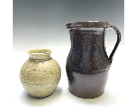 Trevor Corser (1938-2015) for Leach pottery, an ovoid vase, with mottled glaze, impressed personal and pottery seal marks, he