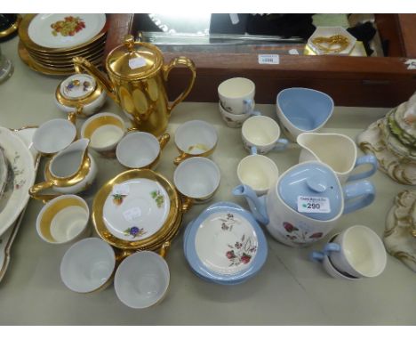 COPELAND SPODE 'SUMMER DAYS' COFFEE SET FOR SIX PERSONS, AND  A GILT CONTINENTAL TEA SET FOR SIX PERSONS 