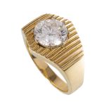 Ring Solitär, GG 750/000, 1 Brillant ca. 2,3 ct tw/w-p (D = 8,61-8,77 mm), RW ca. 56 total 13,5 g