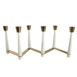 Kerzenleuchter, VINTAGE DANISH Design aus den 1960/70er Jahren, Messing/ weißer Lack, 6 ...